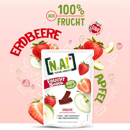 Trockenfrüchte, Fruchtsnack Erdbeere, Softe Stückchen auf Apfelbasis N.A!