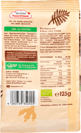 Kinderkekse Dino-Kekse Kakao-Dinkel ab 3 Jahren FRUCHTBAR Pausenfreund