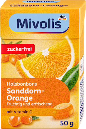 Bonbóny s vitamínom C s príchuťou rakytník-pomaranč Mivolis