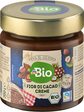 Lieskovooriešková kakaová nátierka s kúskami sušienok Fior di Cacao Creme dmBio