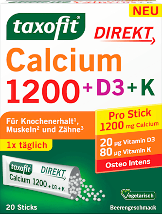 Calcium direkt 1200 + D3 + K Sticks 20 St taxofit