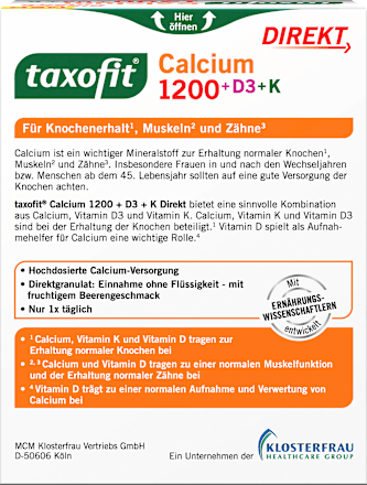 Calcium direkt 1200 + D3 + K Sticks 20 St taxofit