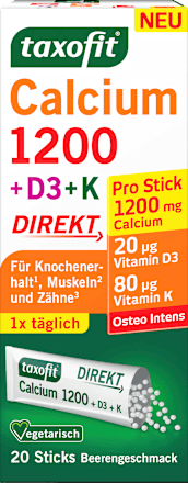 Calcium direkt 1200 + D3 + K Sticks 20 St taxofit