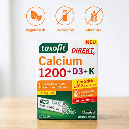Calcium direkt 1200 + D3 + K Sticks 20 St taxofit