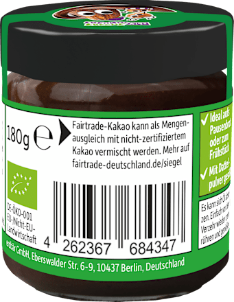 Kindersnack Brotaufstrich Haselnuss-Kakao-Creme Datteln, ab 3 Jahren Freche Freunde