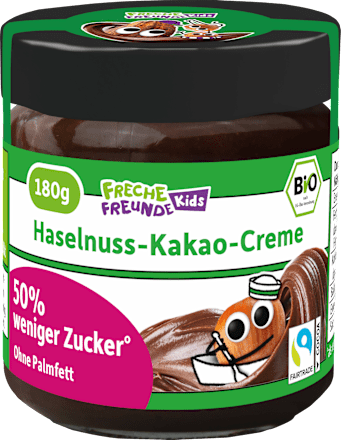 Kindersnack Brotaufstrich Haselnuss-Kakao-Creme Datteln, ab 3 Jahren Freche Freunde