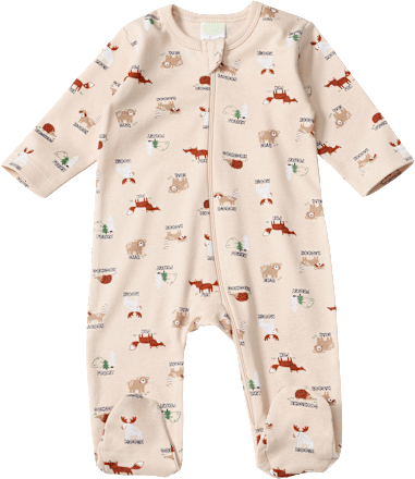 Schlafanzug mit Waldtier-Muster, beige, Gr. 50/56 ALANA