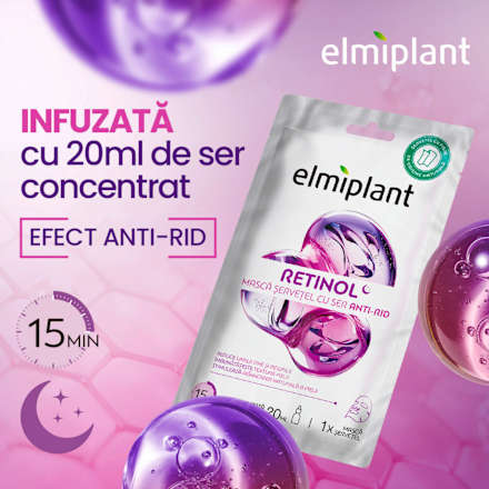 Mască șervețel pentru față cu retinol Elmiplant