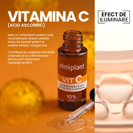 Ser pentru față iluminator cu vitamina C Elmiplant
