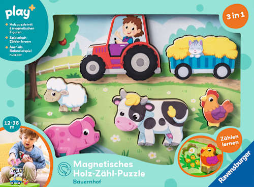 Puzzle Magnetisch-Holz play+ Bauernhof Ravensburger