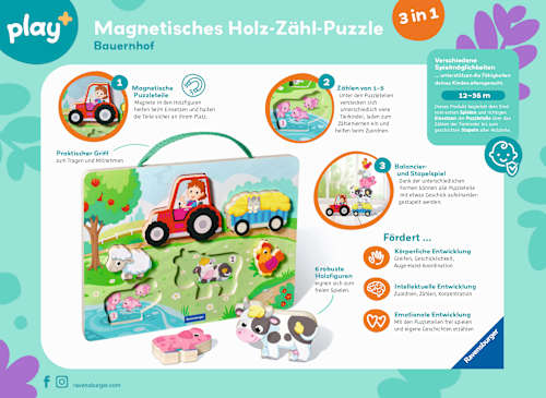 Puzzle Magnetisch-Holz play+ Bauernhof Ravensburger