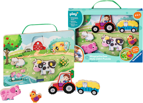 Puzzle Magnetisch-Holz play+ Bauernhof Ravensburger