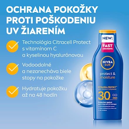 Mlieko na opaľovanie Protect & Moisture OF 30 NIVEA SUN