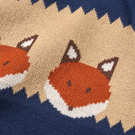 Strickpullover mit Fuchs-Muster, blau, Gr. 92 ALANA