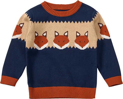 Strickpullover mit Fuchs-Muster, blau, Gr. 92 ALANA