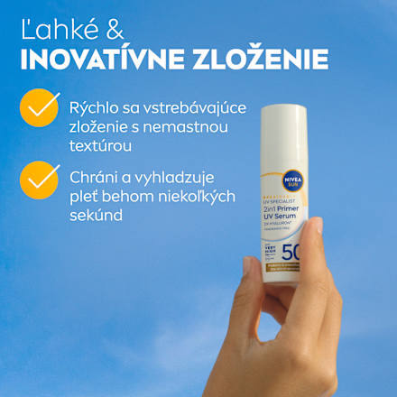 Pleťové sérum na opaľovanie Primer Daily 2v1 OF 50+ NIVEA SUN
