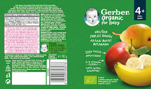 Kapsička hruška, jablko a banán Gerber Organic