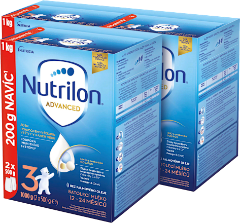 pokračovací mléčná kojenecká výživa 3 Advanced 12m+, 3 x 1 000 g Nutrilon