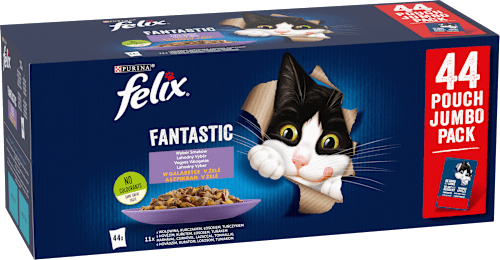 Fantastic kapsičky pro kočky hovězí, kuře, losos, tuňák v želé 44x85g Felix