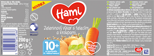 příkrm Zeleninový vývar s telecím a kroupami Hami