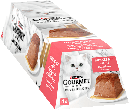 Nassfutter Katze Mousse mit Lachs, Revelations, Multipack (4x75 g) Purina Gourmet