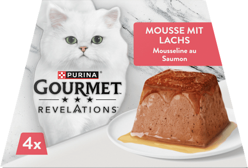 Nassfutter Katze Mousse mit Lachs, Revelations, Multipack (4x75 g) Purina Gourmet
