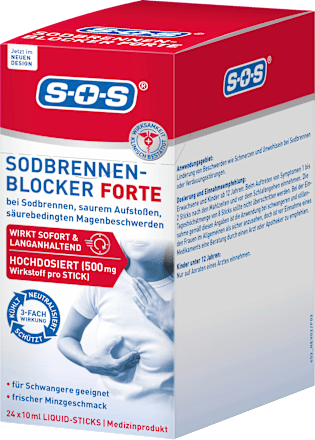 Sodbrennen Blocker Forte Liquid Sticks 24 St SOS