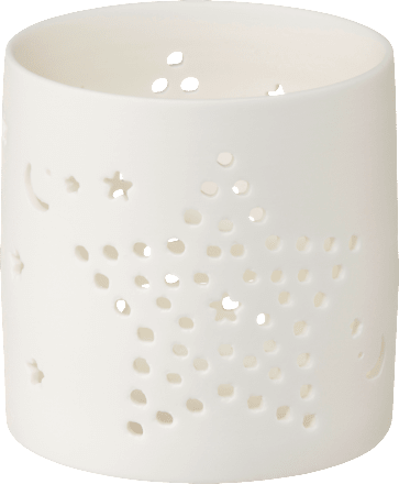 Porzellankerzenhalter mit Sternchenausstanzung, matt weiß (8 cm) Dekorieren & Einrichten