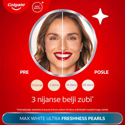 MAX WHITE pasta za zube ULTRA FRESHNESS PEARLS Colgate