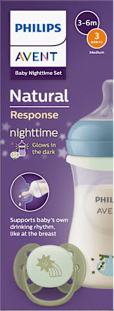 Noćni set s bočicom i dudom Natural, 3 – 6 mj. PHILIPS AVENT