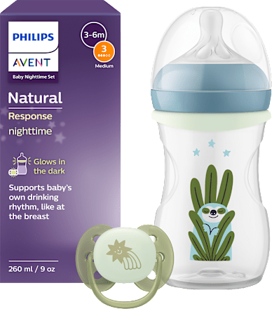 Noćni set s bočicom i dudom Natural, 3 – 6 mj. PHILIPS AVENT