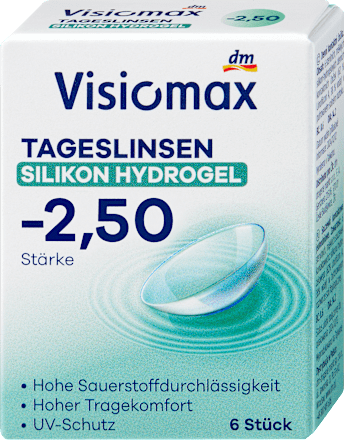 Lentile de contact zilnice din silicon-hidrogel dioptrie -2,50 Visiomax