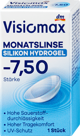 Silikon-Hydrogel Monatslinse Dioptrie -7,50 (6x1 Stück), Vorteilspack Visiomax