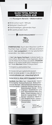 Haarkur Total Repair 1 Min Express-Kur Schwarzkopf GLISS