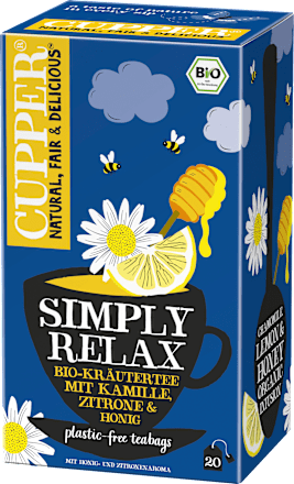 Kräutertee, Simply Relax mit Kamille, Zitrone & Honig (20 Beutel) Cupper