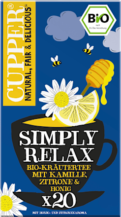 Kräutertee, Simply Relax mit Kamille, Zitrone & Honig (20 Beutel) Cupper