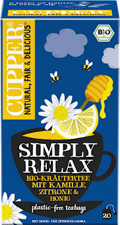 Kräutertee, Simply Relax mit Kamille, Zitrone & Honig (20 Beutel) Cupper