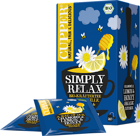 Kräutertee, Simply Relax mit Kamille, Zitrone & Honig (20 Beutel) Cupper