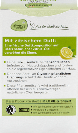 Seifenstück Pflanzenöl mit Bio-Verveine alverde NATURKOSMETIK