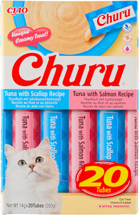 Krémová pochúťka pre mačky Churu tuniak a losos CIAO