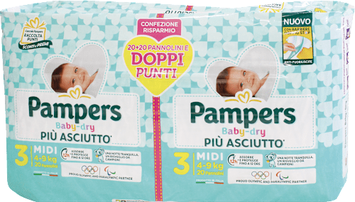 Pannolini Baby-dry taglia 3 midi Bipacco (4-9 kg) Pampers