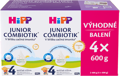 pokračovací mléčná kojenecká výživa 4 Junior Combiotik 24m, 4x600g HiPP