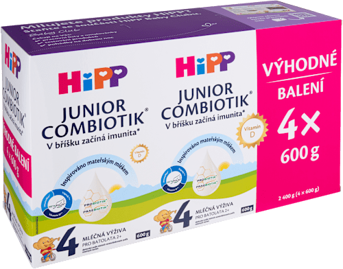 pokračovací mléčná kojenecká výživa 4 Junior Combiotik 24m, 4x600g HiPP