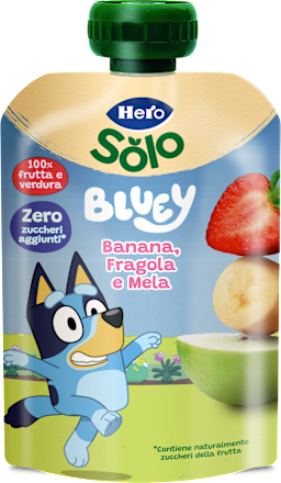 Pouch Bluey banana, fragola e mela Hero Solo