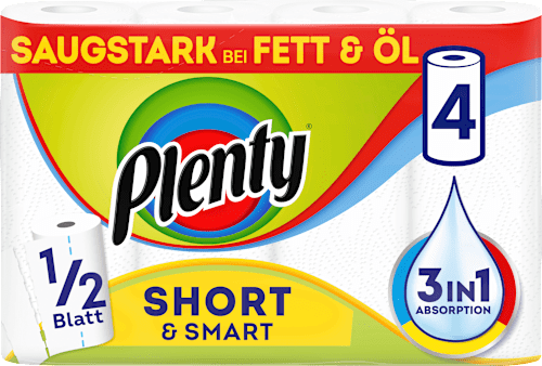 Küchenrolle Halbblatt Short & Smart 2-lagig Plenty