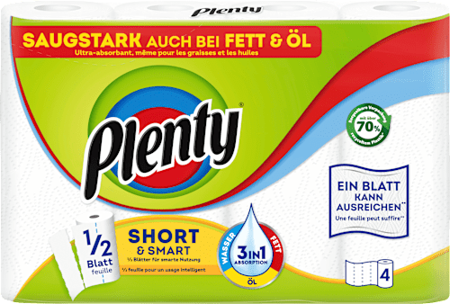 Küchenrolle Halbblatt Short & Smart 2-lagig Plenty