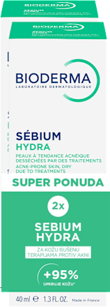 Sébium Hydra krema za kožu isušenu terapijama protiv akni, duopack BIODERMA