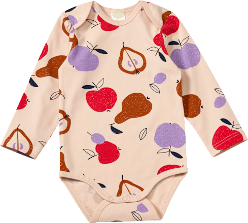 Body Langarm Pro Climate mit Obst-Muster, beige, Gr. 86/92 ALANA