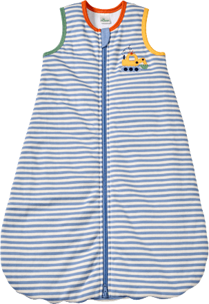 Schlafsack 2 TOG mit Streifen-Muster & Bagger-Applikation, blau, 70 cm ALANA
