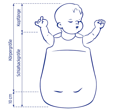Schlafsack 2 TOG mit Streifen-Muster & Bagger-Applikation, blau, 70 cm ALANA